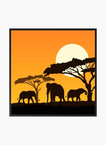 ภาพเงาเมืองซาวันนาห์ยามพระอาทิตย์ตกดิน (ภาพพิมพ์)