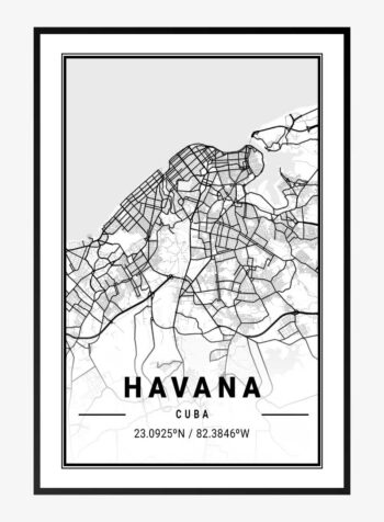 Map of Havana, Cuba Print