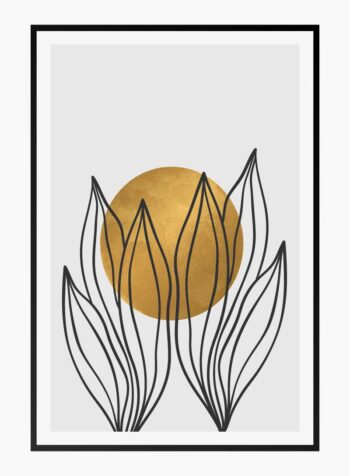 ความสงบสุขในภาพพิมพ์ดอกไม้ขาวดำ