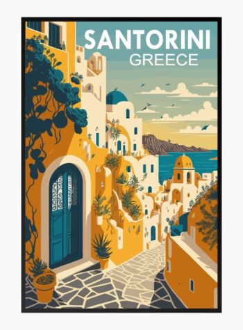 ภาพพิมพ์แสงแดดบนเส้นทางในซานโตรินี