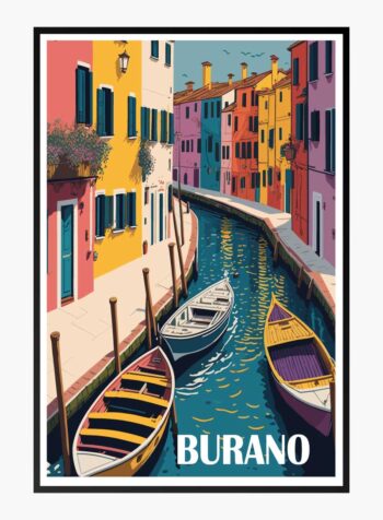 Burano's Vivid Waterway Symphony Print