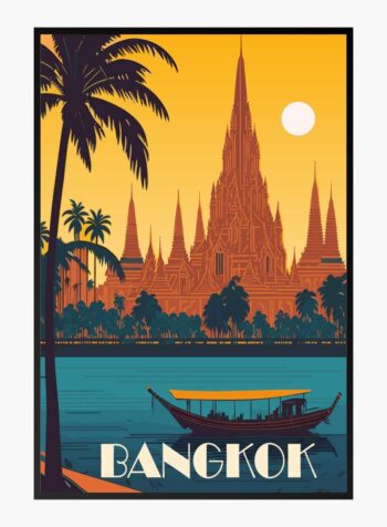 ภาพพิมพ์วัดยามพลบค่ำแห่งกรุงเทพฯ